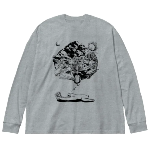 なまけものの夢　モノクロ Big Long Sleeve T-Shirt