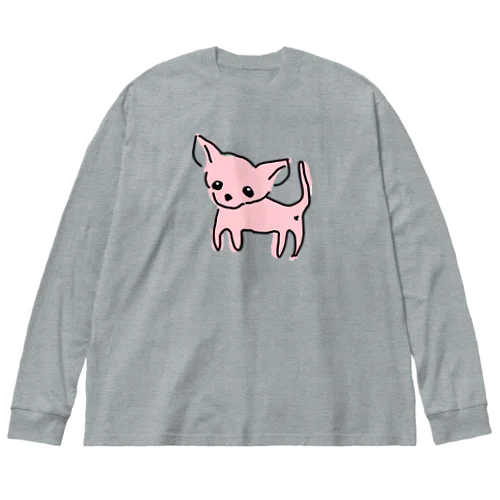 ゆるチワワ（ピンク） ビッグシルエットロングスリーブTシャツ