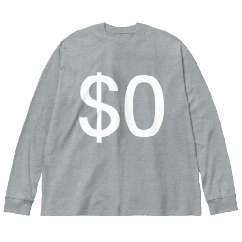 $0 白文字 Big Long Sleeve T-Shirt