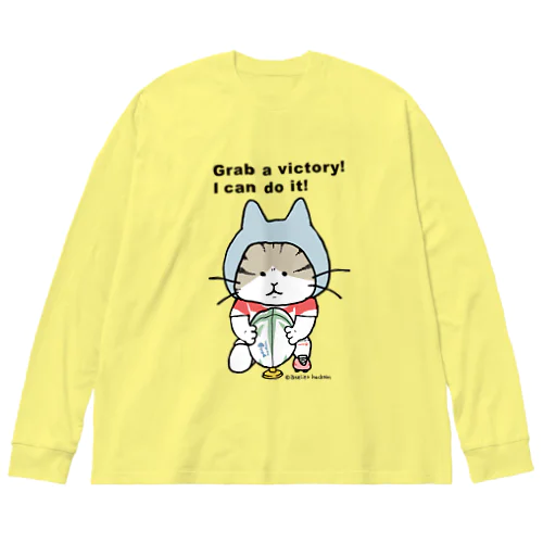 ラグビーねこ/ゴールキック編　　#ラグビー #猫 ビッグシルエットロングスリーブTシャツ