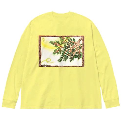 夏の窓 ～生い茂った葉が覗く～ Big Long Sleeve T-Shirt