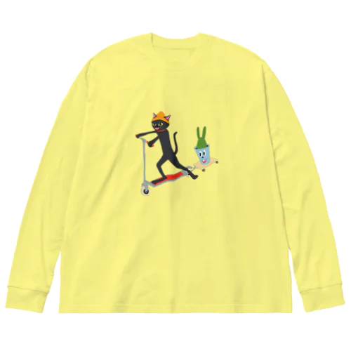 キックボードで遊ぶネコ Big Long Sleeve T-Shirt