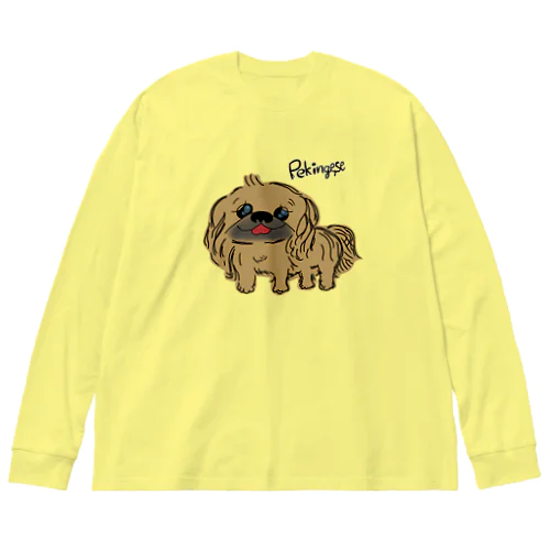 笑うペキニーズ(茶) Big Long Sleeve T-Shirt