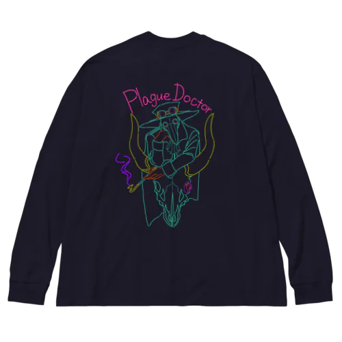 ペストマスクと骨 (ネオン看板風) Big Long Sleeve T-Shirt