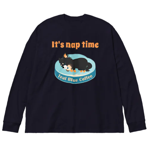 お昼寝の時間　-puppy teal- ビッグシルエットロングスリーブTシャツ