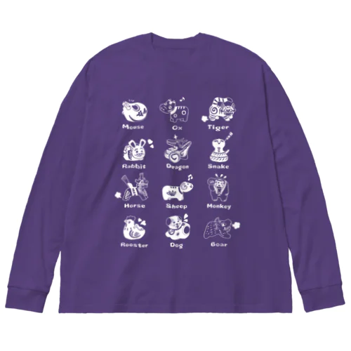 The Zodiac of Fukushima(白抜き) ビッグシルエットロングスリーブTシャツ