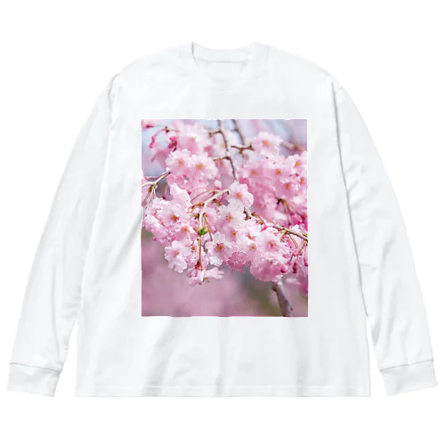 癒しの風景（八重桜） ビッグシルエットロングスリーブTシャツ