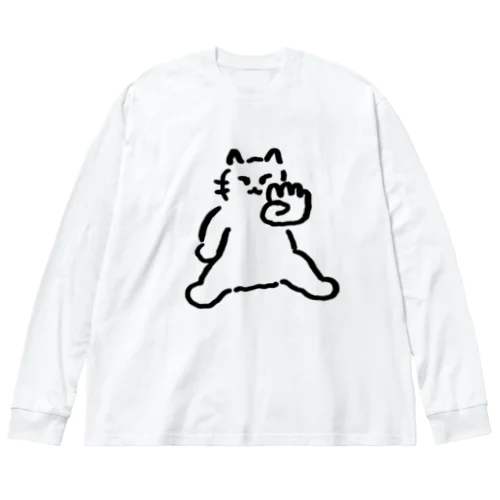 おことわりねこちゃん ビッグシルエットロングスリーブTシャツ