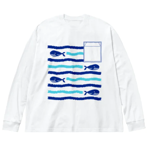 くじらボーダー Big Long Sleeve T-Shirt