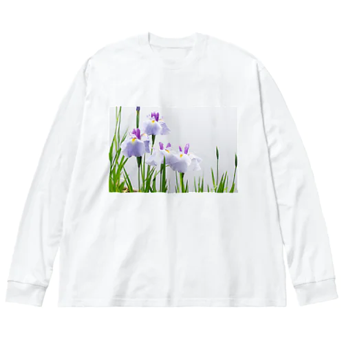 癒しの風景（花菖蒲） ビッグシルエットロングスリーブTシャツ