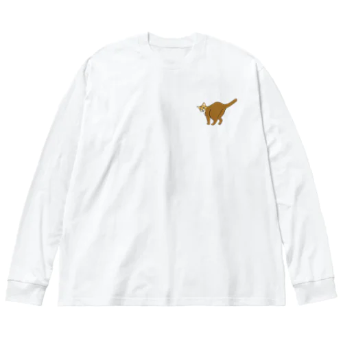 ふりむきねこちゃん　アビシニアン ビッグシルエットロングスリーブTシャツ