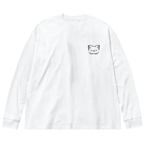 ダメぬこ(しんぷるぶらっく) ビッグシルエットロングスリーブTシャツ