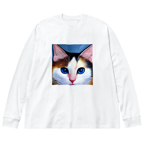 青い瞳の猫 ビッグシルエットロングスリーブTシャツ