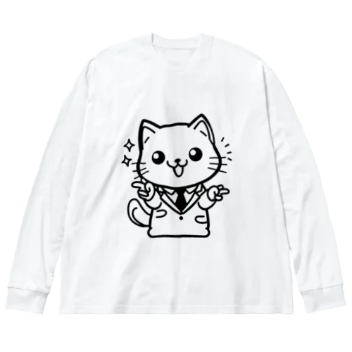 【ラインイラスト】ダブピーにゃんこ ビッグシルエットロングスリーブTシャツ