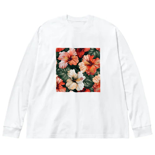 色合い鮮やか花ハイビスカス Big Long Sleeve T-Shirt