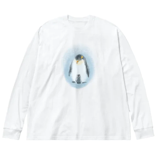 いきものイラスト（皇帝ペンギンの親子） Big Long Sleeve T-Shirt