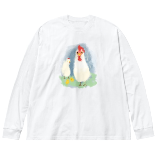 いきものイラスト（ニワトリの親子） Big Long Sleeve T-Shirt
