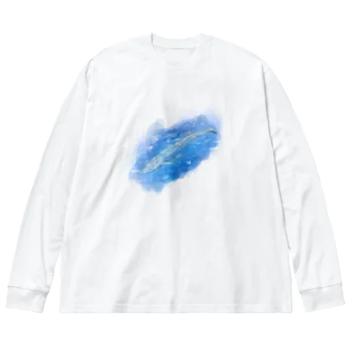 いきものイラスト（シロナガスクジラ） ビッグシルエットロングスリーブTシャツ