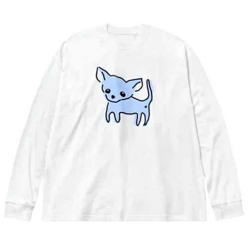 ゆるチワワ（ブルー） ビッグシルエットロングスリーブTシャツ