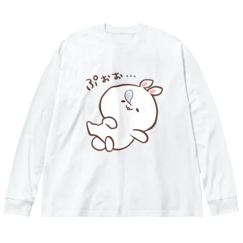 白いうさぎさん　ビッグシルエットロングスリーブTシャツ（スヤスヤ） Big Long Sleeve T-Shirt