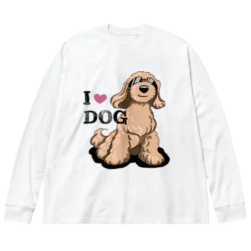 I LOVE DOG茶色のイケワン ビッグシルエットロングスリーブTシャツ