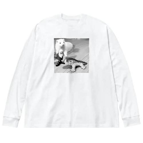 白黒フェレットとおもちゃ Big Long Sleeve T-Shirt