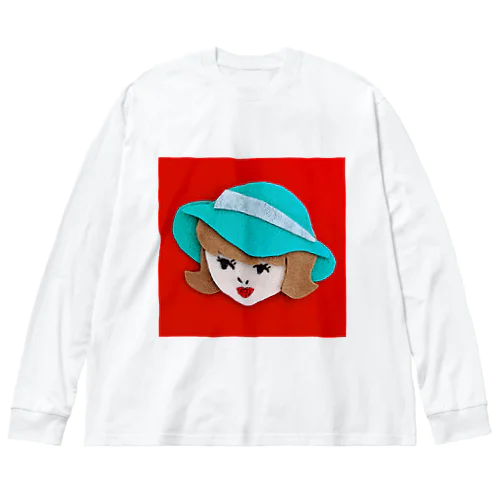 女の子　帽子ちゃん ビッグシルエットロングスリーブTシャツ