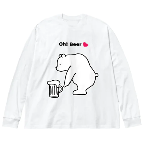 Beerを拾ったBear ビッグシルエットロングスリーブTシャツ