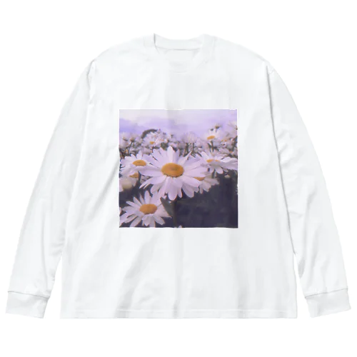 White flowers 白いお花 ビッグシルエットロングスリーブTシャツ
