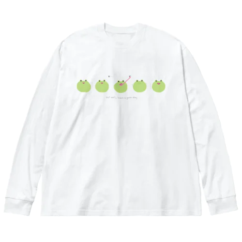 かえるの食事（白背景用） ビッグシルエットロングスリーブTシャツ