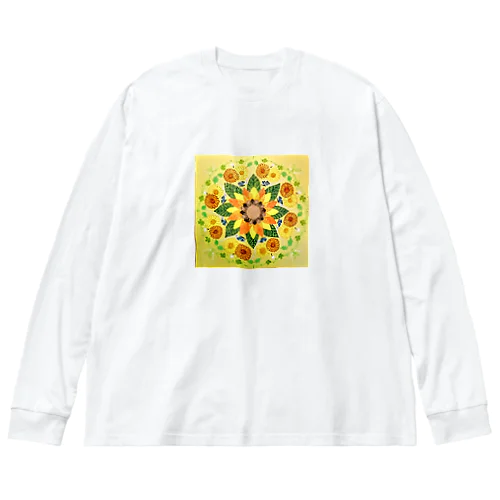 点描曼荼羅ひまわり ビッグシルエットロングスリーブTシャツ