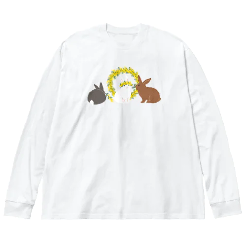 ウサギとミモザ ビッグシルエットロングスリーブTシャツ