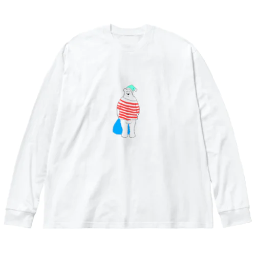 寝れないクマ ビッグシルエットロングスリーブTシャツ