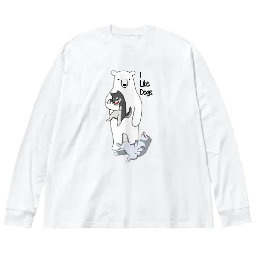 犬好きクマ ビッグシルエットロングスリーブTシャツ