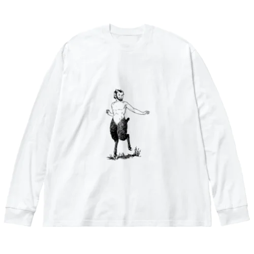 サテュロス  ギリシャ 神話  アウトライン  ラインアート    モノクロ  Big Long Sleeve T-Shirt