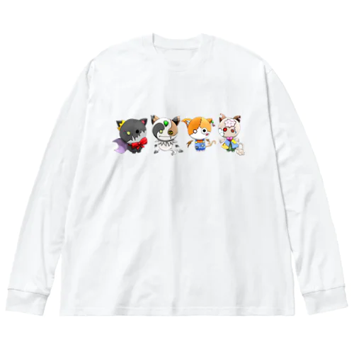 おばげねこちゃんず。 ビッグシルエットロングスリーブTシャツ