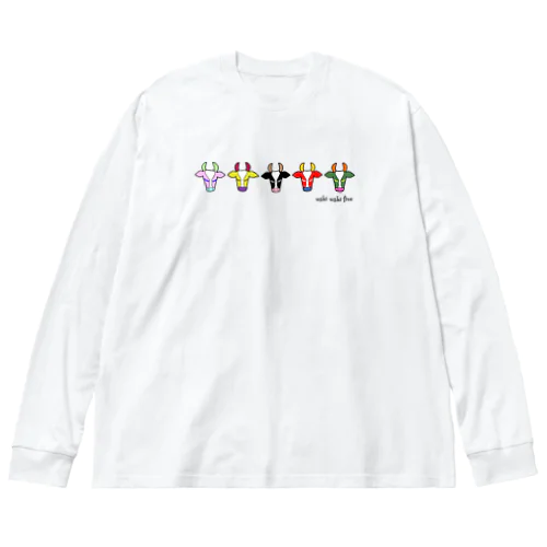 ウシウシファイブ／白 Big Long Sleeve T-Shirt