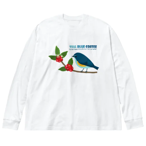 Teal Blue Bird Big Long Sleeve T-Shirt