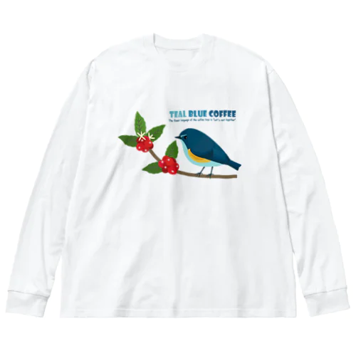 Teal Blue Bird ビッグシルエットロングスリーブTシャツ