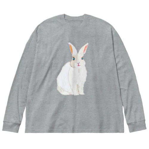 フワフワうさぎ（白） ビッグシルエットロングスリーブTシャツ