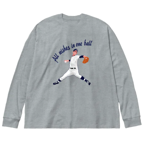 一球入魂　全ての願いを一球に込めて 루즈핏 롱 슬리브 티셔츠