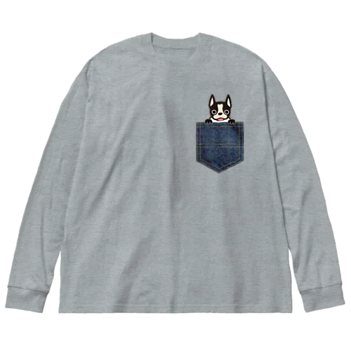 ボストンテリア㏌デニムポケット Big Long Sleeve T-Shirt