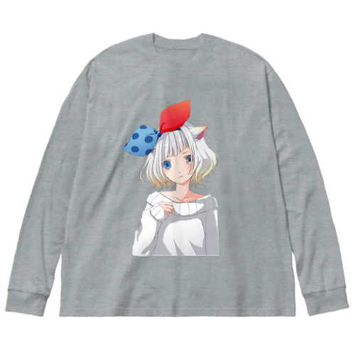 しろ麦ネコさん ビッグシルエットロングスリーブTシャツ