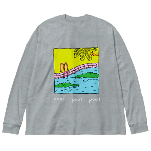 pool ワニ 白文字 Big Long Sleeve T-Shirt