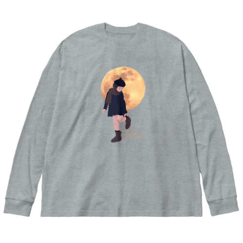 月と黒ワンピの女の子 Big Long Sleeve T-Shirt