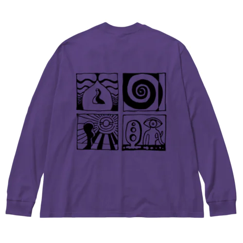 太陽の眼 文字絵(黒/背面) Big Long Sleeve T-Shirt