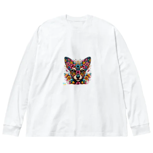 フラワードック（Flower Pattern Dog) Big Long Sleeve T-Shirt