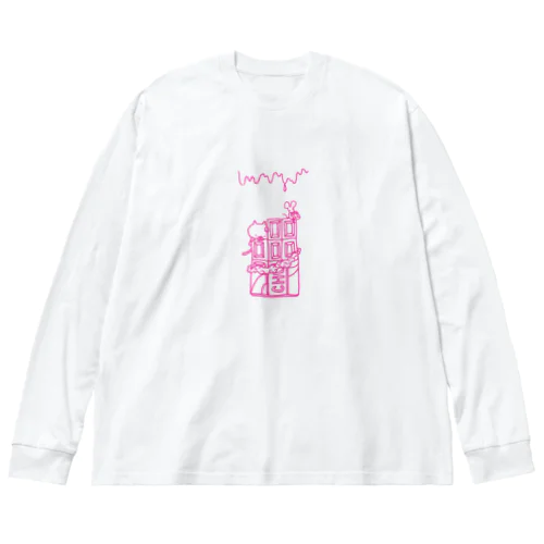 巨大チョコレート　ピンク ビッグシルエットロングスリーブTシャツ