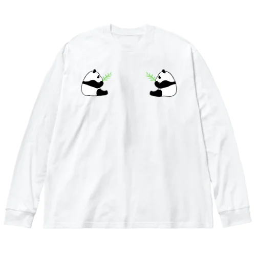 笹を食べるパンダ ビッグシルエットロングスリーブTシャツ