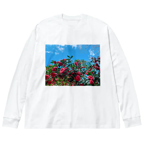 カメリアと青い空 ビッグシルエットロングスリーブTシャツ